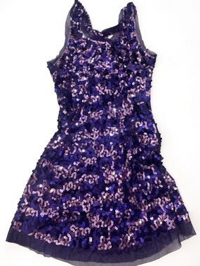 Wild Cat Purple Sequin Tunic Cami Top M Y2K 2000s McBling Party